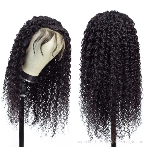 Curly 4*4 Wigs Wholesale  Brazilian Virgin Human Hair Wig With Baby Hair Kinky Curly Closure Wigs